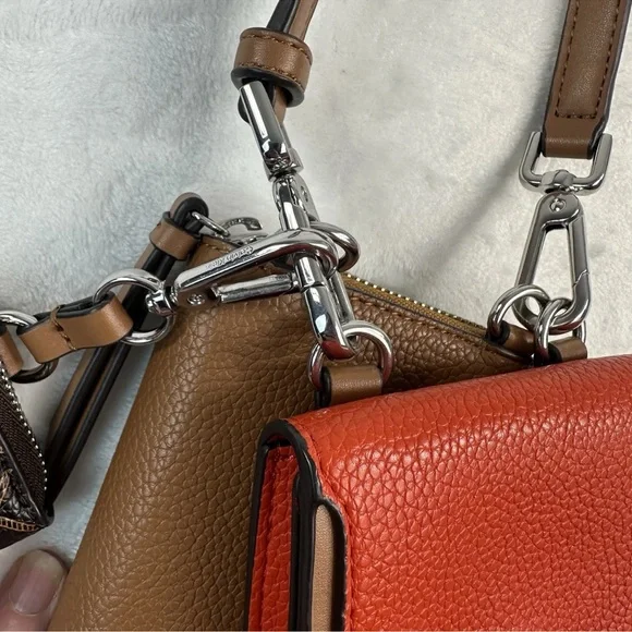 Calvin Klein Women's Bella Multi Crossbody Purse Wallet Coin Pouch Red Brown - Picture 14 of 16